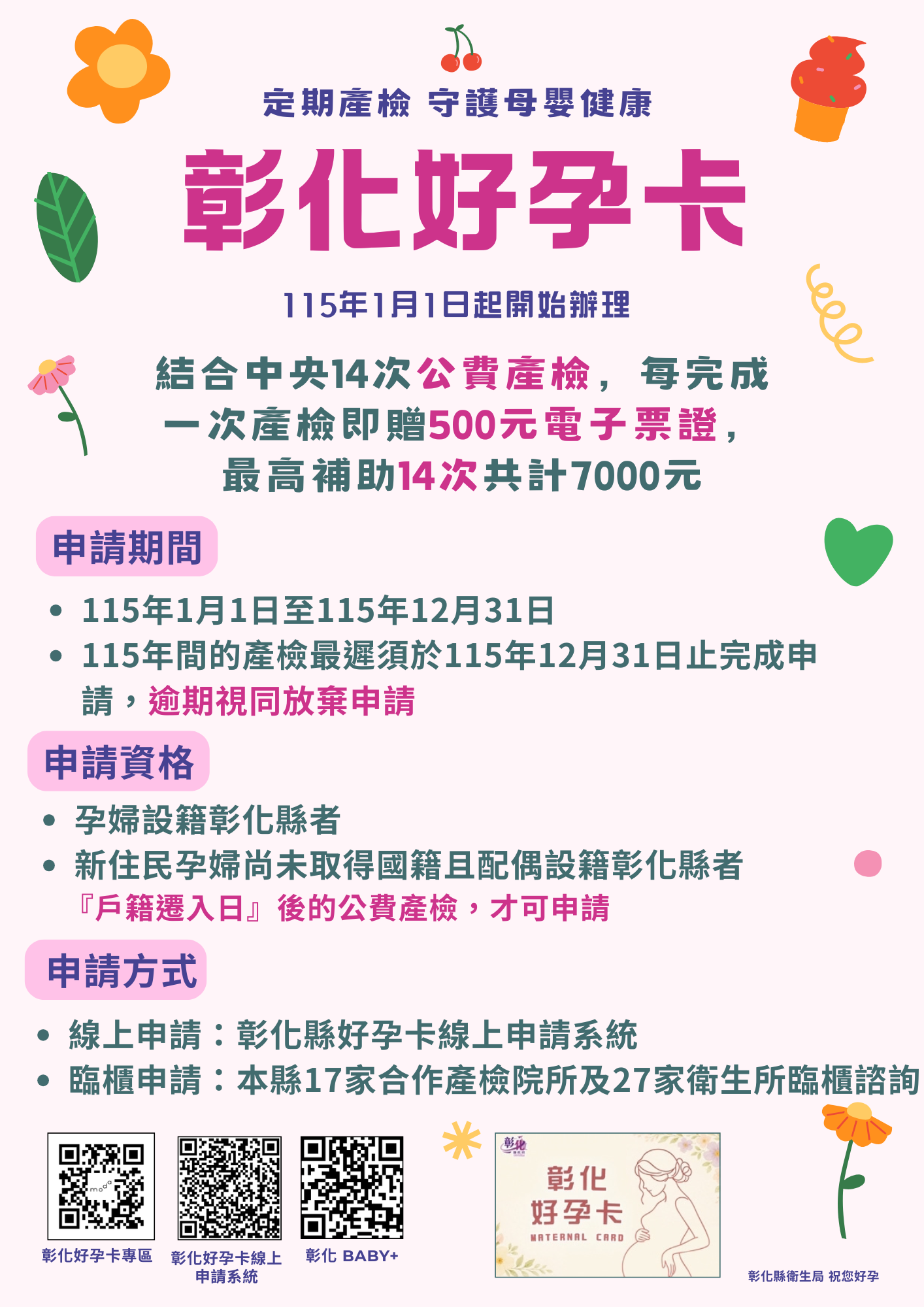 彰化好孕卡｜定期產檢 守護母嬰健康宣傳圖片